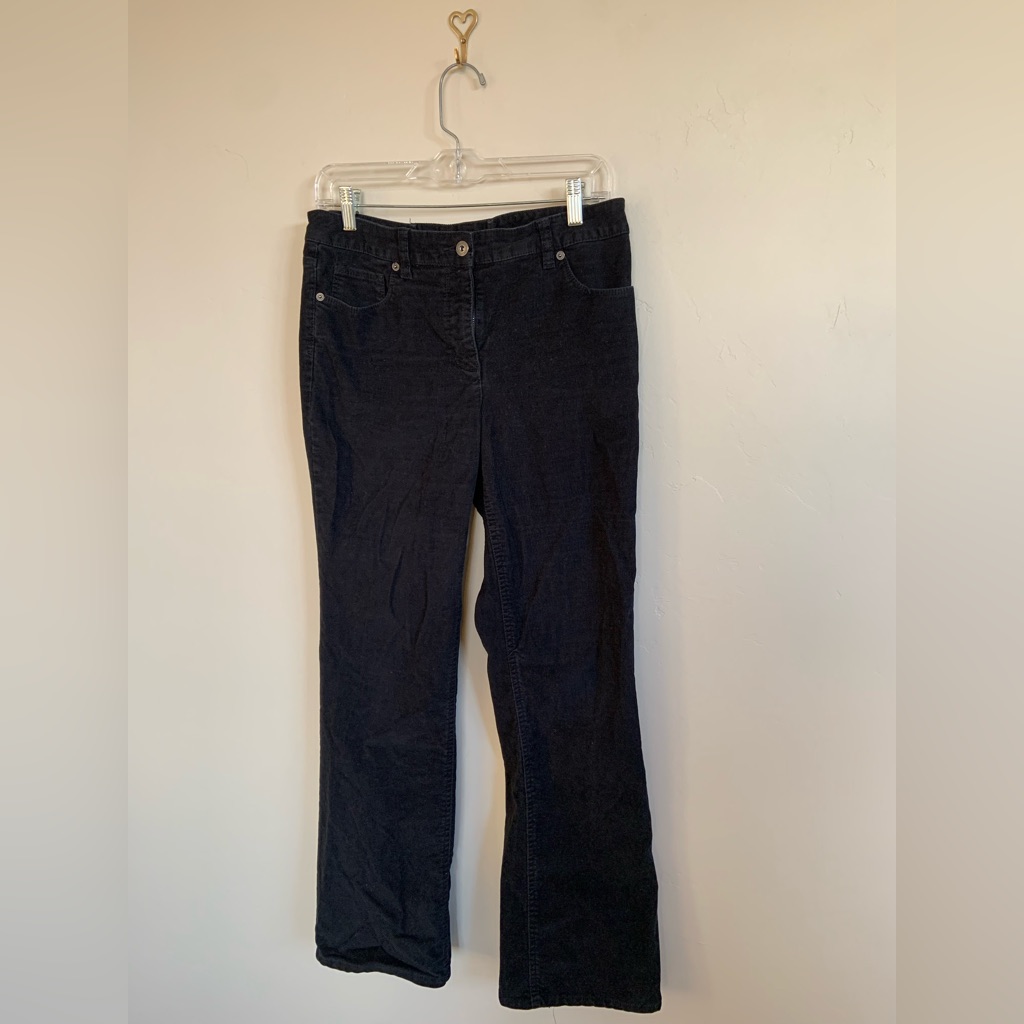 Y2k Low Rise Black Corduroys Cotton Office Core Liz Claiborne Straight Leg Pants